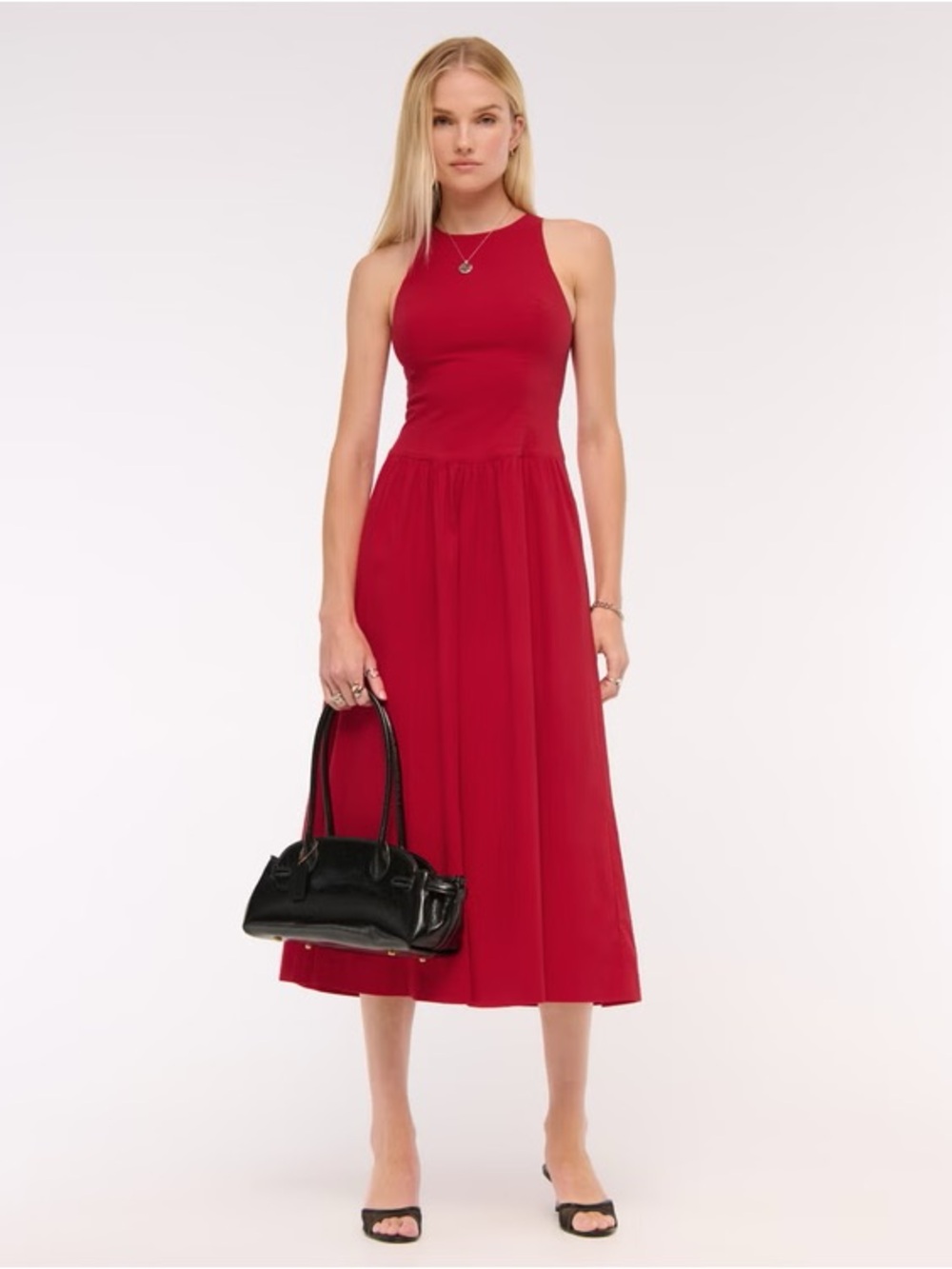 Abercrombie & Fitch Red Sleeveless Midi Dress